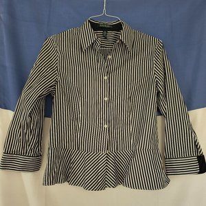 Ralph Lauren navy white stripes blouse